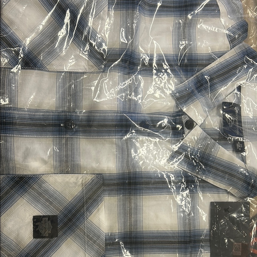 Men's Harley Davidson Blue Plaid Shirt